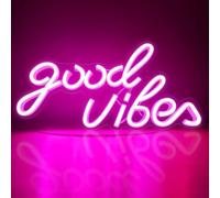 Good Vibes - Letrero de neón LED con adaptador de encendido/apagado para decoración de pared, señal de luz de negocios, para bar, salón, cafetería, restaurante, tienda, club, sala de juegos