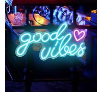 Good Vibes Letrero De Neón, Letreros De Neón LED, Neon Sign, Luz De Decoración Con Forma De Letrero De Neón LED, 5 V, USB, Con Interruptor Regulable, Con Dos Cadenas, Habitación, Boda, Fiesta, Bar