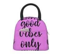 Good Vibes Only - Bolsa de almuerzo aislada a la moda, práctica, ligera, para escuela, picnic, senderismo