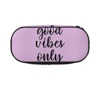 Good Vibes Only - Estuche de maquillaje portátil de alta capacidad para estudiantes, adolescentes y adultos, Black, Talla única, Organizador de bolsas