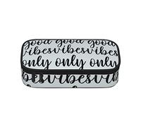 Good Vibes Only - Estuche para lápices de gran capacidad, bolsa de papelería de oficina, bolsa de cosméticos con compartimentos para niñas, niños y adultos