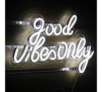 Good Vibes Only Letrero de Neón Blanco LED Palabra Neon Sign Letreros de luces de Neón Letras Acrílicas Letreros LED para Dormitorio pared Bar Party Decorar 16.5"X9.4"