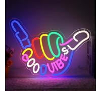 Good Vibes Only - Letrero de neón para decoración de pared, colorido letrero LED iluminado, luz de neón regulable alimentada por USB con interruptor de encendido/apagado para dormitorio, guardería