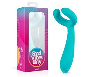 Good Vibes Only Naomi Par Vibrador - Vibrador Tipo U - Estimulador de silicona para Hombres, Mujeres y Parejas - Impermeable - Recargable - Azul