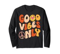 Good Vibes Only Peace Love, 60, 70, Tie Dye, Groovy Hippie Manga Larga