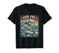 Good Vibes Only Vintage Wave Art Mentalidad positiva Camiseta