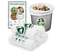 Goodaily Bolsas de basura pequeñas biodegradables de 15 litros, 100 % recicladas, resistentes y degradables para el hogar, oficina, cocina, residuos de alimentos (se adapta a contenedores de 2 a 4