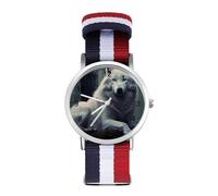 Goodaily White Wolf Wolves - Reloj deportivo para hombre y mujer, correa de nailon, reloj analógico de cuarzo