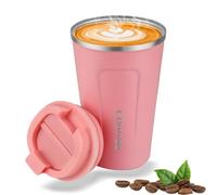 Goodatech taza de viaje de café térmico de acero inoxidable, sin BPA vacío aislado, botella de coche, vaso con tapa hermética, para café caliente/frío, té y cerveza (Rosa,13oz)