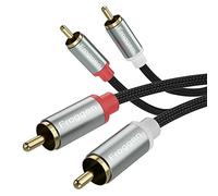 Goodaux Cable RCA Audio 2,15 metros/7 pies, RCA Cinch 2x RCA Enchufe a 2x Enchufe RCA Conector Chapado en Oro para HiFi Estéreo Sonido, RCA Cable para Amplificador, Subwoofer del Home Cinema, Altavoz