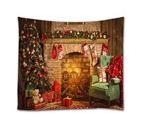 goodbath Tapiz de Navidad, diseño de árbol de Navidad, diseño de ladrillo, para colgar en la pared, para dormitorio, sala de estar, dormitorio, 200 x 150 cm, colorido