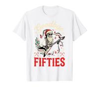 Goodbye 50s Santa Skeleton Playing Guitar Xmas Fruit of Loom Original T Goodbye Fifties Santa Skeleton Playing Guitar Christmas Party Camiseta gráfica económica, Hombre, Blanco, S Hombre (Pack de 1)