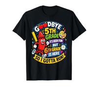 Goodbye 5th Hello Grade 6th Grade Is Here Back To School Camiseta gráfica económica, Hombre, Negro, L