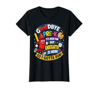 Goodbye Pre-K Hello Kindergarten Is Here Back To School Camiseta gráfica económica, Mujer, Negro, S