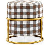 GoodBZ Reposapiés Taburete de pie Taburete de Lino para el hogar Taburete de Cambio Acolchado Suave nórdico Taburete pequeño con Base de Metal Dorado (Verde, Gris, marrón) Silla de Decora
