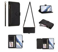 GoodcAcy Funda para Realme C67 4G/Realme 12 Lite, Flor de Mariposa, Bolsillo con Cremallera, múltiples Ranuras para Tarjetas, Correa Cruzada Funda Protectora teléfono Funda,Negro