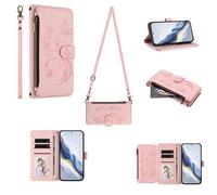 GoodcAcy Funda para Xiaomi Redmi 15C/Xiaomi Poco C85, Flor de Mariposa, Bolsillo con Cremallera, múltiples Ranuras para Tarjetas, Correa Cruzada Funda Protectora teléfono Funda,Rosa