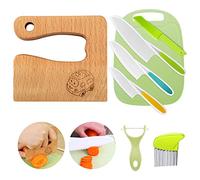 Goodchef Juego de cuchillos para niños - Juego de 8 cuchillos seguros de madera, juego de cuchillos para niños y cuchillos Montessori, herramienta de corte Montessori, libre de BPA, idea de regalo