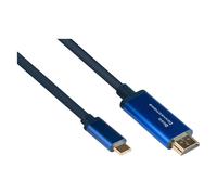 GoodConnections Alcasa 4520-CSF020B Adaptador USB-C a HDMI 2.0b 2 m Azul 4K 60 Hz, Cable Redondo, Conectores Chapados en Oro, Plug and Play