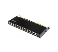 GoodConnections GC-N0115 Patch Panel de Rack Cat6 12 Puertos RJ45, 0.5U, Negro