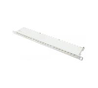 Good Connections® Panel de Conexiones, 19", Montaje en Rack, Cat. 6A, 500 MHz, 10 Gigabit, 24 Puertos, 0,5 U, apantallado, Apertura sin Herramientas, Color Gris Claro (RAL7035)
