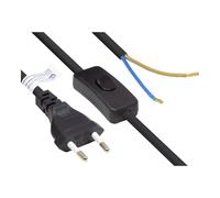 GoodConnections P0386-S015 Cable de Red Europeo abierto negro 1.5 m H03VVH2-F, Enchufe Tipo C, 250 V, 2.5 A, 2 conductores 0.75 mm2