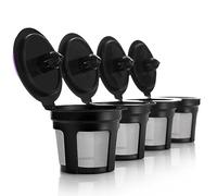 GoodCups 4 tazas K reutilizables para Keurig, 4 filtros de café recargables negros para cafeteras Keurig