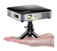 GooDee Mini proyector WiFi Bluetooth - Proyector DLP 4K 1080P Soporte Pocket Pico Movie proyector con trípode, video al aire libre, batería recargable portátil de alcance corto para iPhone/Android