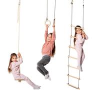 Goodevas Kids Play Set - Jungle Gyms for Kids - Indoor Outdoor Playset for Boys and Girls - Gymnastics Kit Includes Swing, Climbing Ladder, Gymnastics Rings