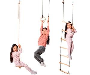 Goodevas Kids Play Set - Jungle Gyms for Kids - Indoor Outdoor Playset for Boys and Girls - Gymnastics Kit Includes Swing, Climbing Ladder, Gymnastics Rings
