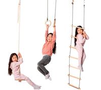 Goodevas Kids Play Set - Jungle Gyms - Indoor Outdoor Playset for Boys and Girls - Gymnastics Kit Includes Swing, Climbing Ladder, Gymnastics Rings