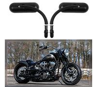 goodfitment - Espejos negros de forma ovalada para motocicleta, espejos retrovisores mejorados, compatibles con Harley Road King Softail Street Glide Electra Dyna y más