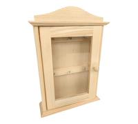 GoodFreshDecor Caja de Claves de Madera - 20 x 6 x 29,5 cm - con Ventana y 6 Ganchos - Madera de Pino Abeto Natural