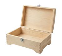 GoodFreshDecor Cofre de Madera con Cerradura y Llave - Cofre del Tesoro con Tapa Abombada - Caja de Regalo DIY para Pintar - 30 x 20 x 13 cm Natural
