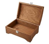 GoodFreshDecor Cofre de Madera con Cerradura y Llave - Cofre del Tesoro con Tapa Abombada - Caja de Regalo DIY para Pintar - 30 x 20 x 13 cm Marrón