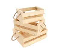 GoodFreshDecor Juego De 3 Cajas De Madera Cajas De Almacenamiento Decorativas Con Asas De Cuerda Para Vino Frutas Y Verduras Decoración De Interiores 40 x 30 x 16 cm 25 x 25 x 16 cm 30 x 20 x 16 cm