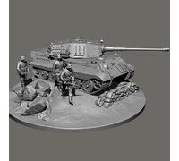 GoodFYouth 1/35 Kit de Modelo de Resina de Soldado de Tanque alemán de la Segunda Guerra Mundial sin Pintar ni ensamblar (3 Personas, con Tanque) //o3A4Lj1