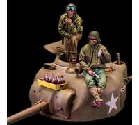 GoodFYouth 1/35 Kit de Modelo de Resina de Soldado de Tanque Estadounidense de la Segunda Guerra Mundial sin Pintar ni ensamblar (2 Soldados + Tanque) //9T2kj1w