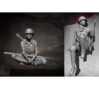 GoodFYouth 1/35 Kit de Modelo de Resina de Soldado Femenina China de la Segunda Guerra Mundial sin Pintar y sin ensamblar (2 Personas) //g809s1