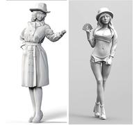 GoodFYouth 1/35 Kit de Modelo de Resina de Soldado Femenino de Ciencia ficción sin Pintar ni ensamblar (2 Personas) //F9s7lj7