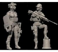 GoodFYouth 1/35 Kit de Modelo de Resina de Soldado Femenino de Ciencia ficción sin Pintar ni ensamblar (2 Personas) //F9s7lj41