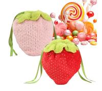 Goodie Bags Plush Strawberry, Stuffed Strawberry Treat Organizer Pouch, Multifunctional Drawstring Design Supplies Wrap Bag,7.87x7.87 pulgadas for Packaging Easter Eggs, Snacks