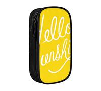 Goodlooking Hello Sunshine - Estuche de doble capa con impresión de Hello Sunshine con gran capacidad, bolsa de papelería escolar