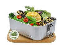 Goodloop Fiambrera de acero inoxidable y fiambrera - Tapa elegante de bambú - Bento Box 1200 ml - Incluye junta para niños y adultos
