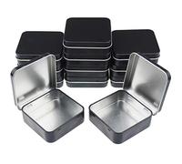 Goodma 12 cajas cuadradas de metal vacías para el hogar, cajas organizadoras con tapa con bisagras, 2.75 x 2.75 x 0.88 pulgadas (negro)