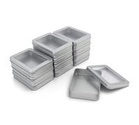 Goodma 12 latas rectangulares vacías de metal, plateadas, 11,4 x 8,5 x 2,2 cm