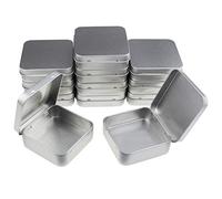 Goodma 12 piezas cuadradas de metal plateado cajas vacías contenedores de almacenamiento para el hogar organizador mini caja con tapa con bisagras, 7 x 7 x 2 cm
