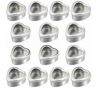 Goodma 14 piezas de latas de metal plateado en forma de corazón vacías de 60 ml con ventana transparente para hacer velas, dulces, regalos y tesoros