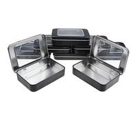 Goodma 8 cajas pequeñas rectangulares de metal vacías con bisagras para el hogar, mini caja organizadora con tapa de ventana transparente, 3.94 x 2.75 x 0.88 pulgadas (negro)