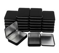 Goodma Juego de 24 recipientes rectangulares de metal vacíos con bisagras, para necesidades básicas, organizador de almacenamiento para el hogar, juego de minicaja, 4.5 x 3.3 x 0.9 pulgadas (negro)